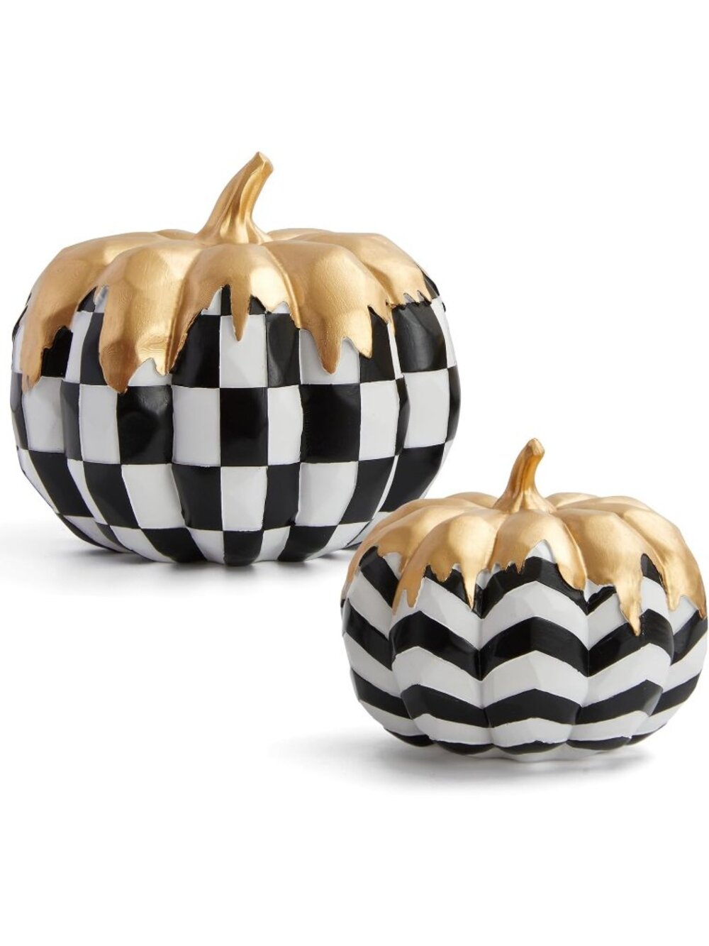 2PCS Halloween Pumpkins Decorations Black & Gold & White Gothic Table Decor